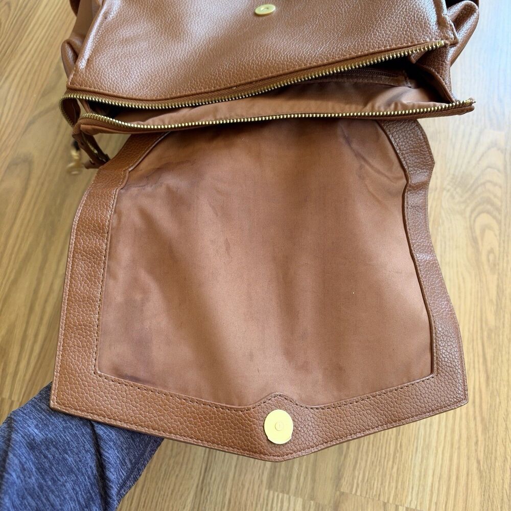 Freshly Picked Convertible Classic Diaper Bag ll Backpack Cognac Brown Leather - Picture 12 of 16